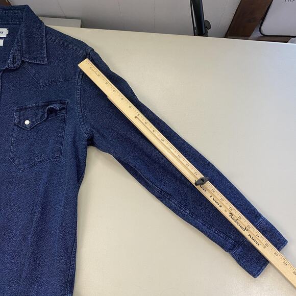 Taylor Stitch Shirt Mens 40 Medium Blue Denim Western Pearl Snap Long Sleeve - Picture 6 of 10